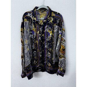 Vintage Metallic Satin Silk mens  Shirt XXL